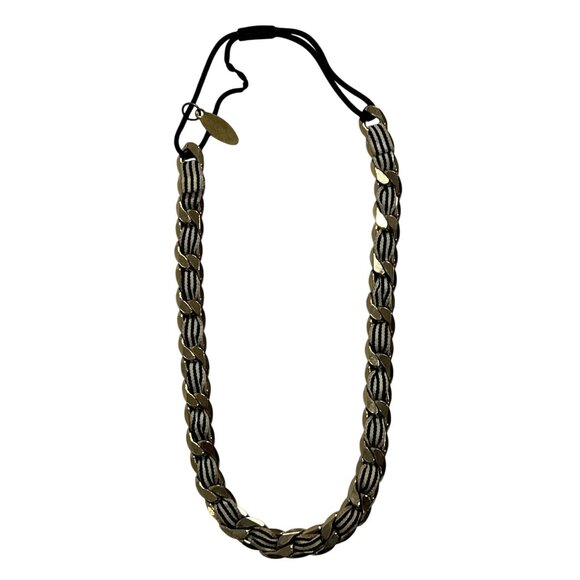 Cara NY Fabric & Chain Headband in Gold White Black